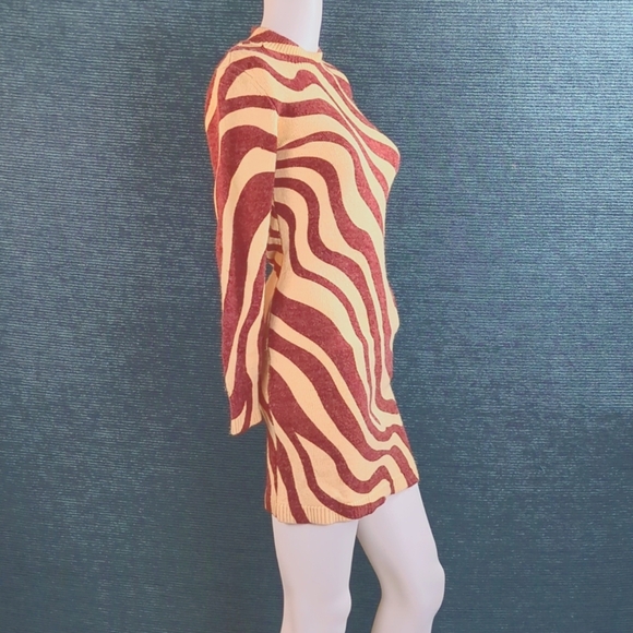 Zara Zebra Striped Jacquard Wool Blend Sweater Dress Perfect For Fall!! - Picture 7 of 16